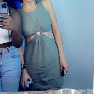 Hello Molly Sage Green Cutout Dress
